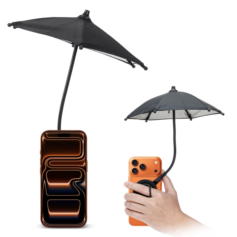 Kiorafoto Magnetic Phone Umbrella for Sun,Outdoor Phone Sun Shade Shield with Flexible Angle Design & Rotatable Phone Ring,Umbrella for iPhone 17 Air 16 15 14 13 Pro Max Plus,Mag-Safe Case &All Phone Anti-Glare - Image 1