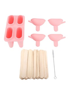 Ice Cream Mold Silicone Practical Portable DIY Ice Pop Maker with 50 Sticks for Household Pink