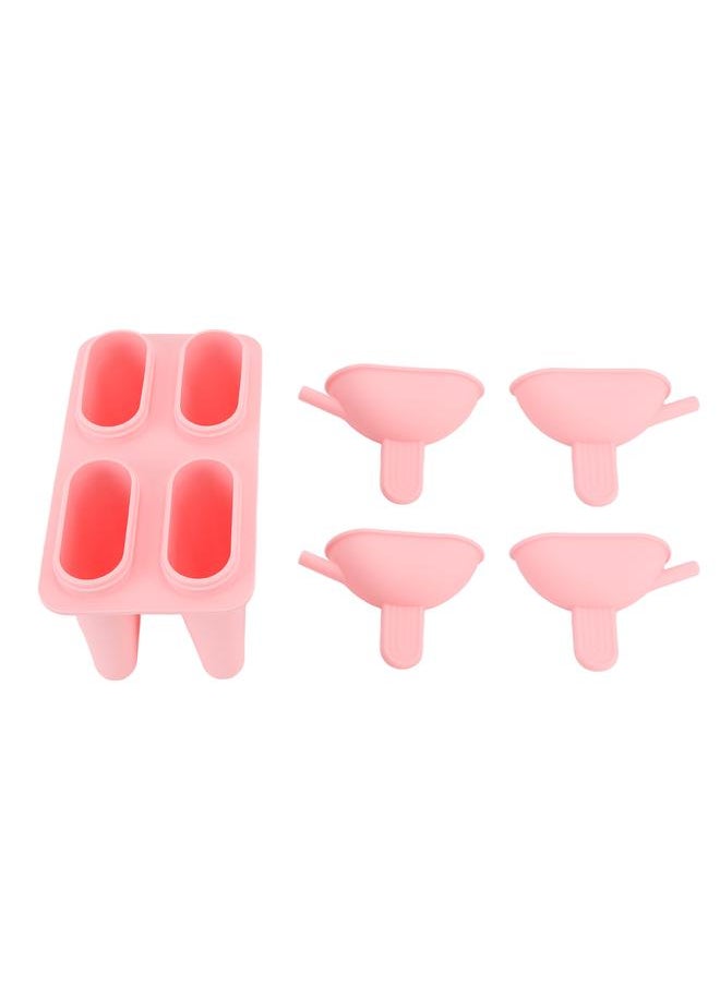 Thoraya - Ice Cream Mold Silicone Practical Portable DIY Ice Pop Maker with 50 Sticks for Household Pink - Image 1