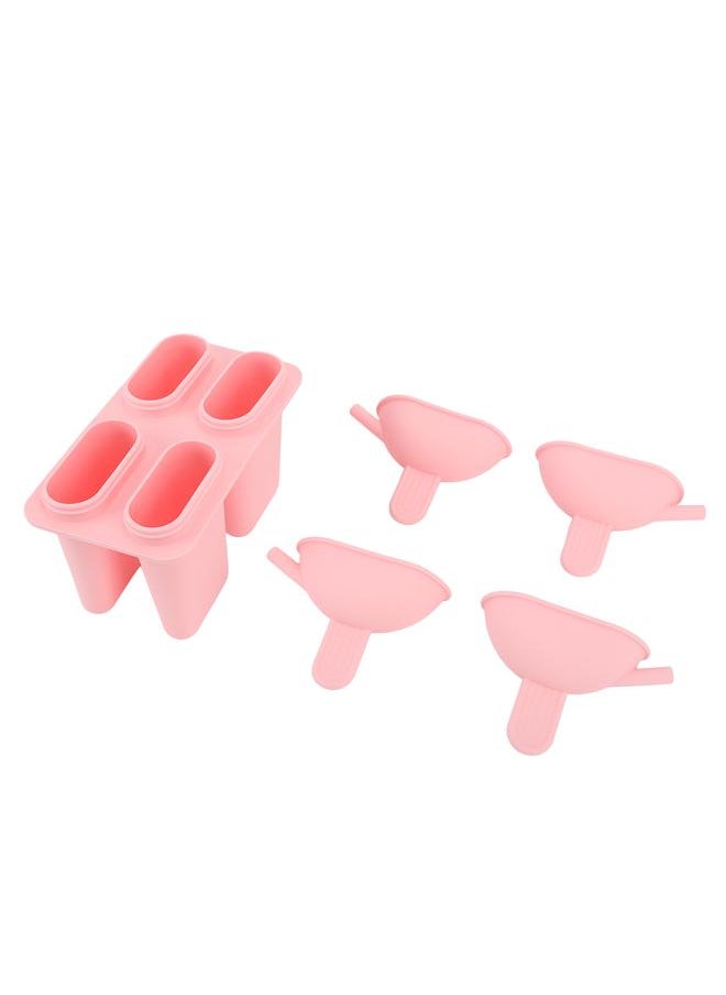 Thoraya - Ice Cream Mold Silicone Practical Portable DIY Ice Pop Maker with 50 Sticks for Household Pink - Image 1