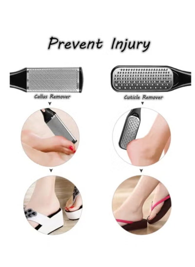 آر اي مجموعة أدوات باديكير 21 في 1 مجموعة العناية بالقدم من الفولاذ المقاوم للصدأ مجموعة العناية بالقدم ومجموعة إزالة الجلد الميت مجموعة مبرد القدم مزيل مسامير القدم للرجال والنساء أثناء السفر - Image 4