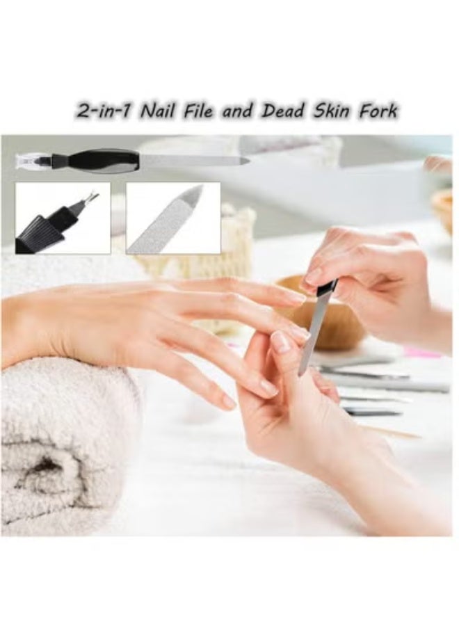 آر اي مجموعة أدوات باديكير 21 في 1 مجموعة العناية بالقدم من الفولاذ المقاوم للصدأ مجموعة العناية بالقدم ومجموعة إزالة الجلد الميت مجموعة مبرد القدم مزيل مسامير القدم للرجال والنساء أثناء السفر - Image 3