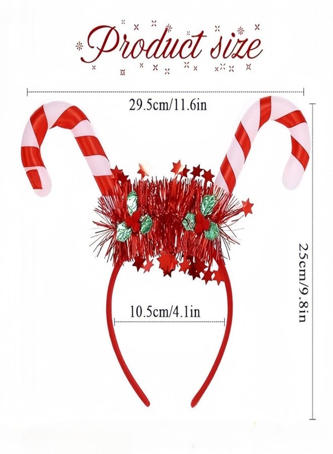 HIPIHOM 2Pcs Christmas Headbands Light Up Candy Cane Headband Glowing New Years Headpiece Novelty Headwear for Holiday Christmas Party Favors - Image 3