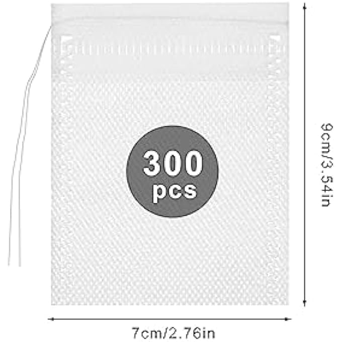 YEESON 300 Pcs Tea Filter Bags Disposable Empty Tea Bags White Cotton Drawstring Sealed Filter Tea Bags For Tea Coffee Herbs Spices Soup Flavour Packs Etc Plain Fine Fabric Drawstring Ba - Image 3