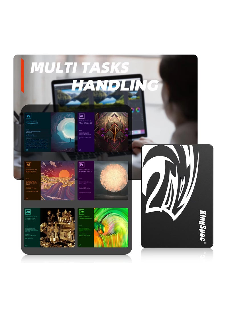 كينجس بيك محرك أقراص SSD HDD مقاس 2.5 بوصة، محرك أقراص ثابت داخلي SSD بسعة 512 جيجابايت SATA لأجهزة الكمبيوتر المحمولة  - Image 2