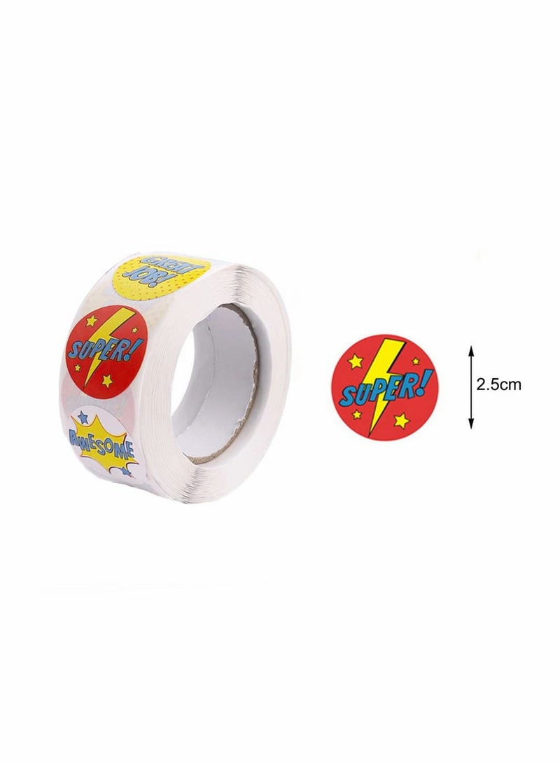 Excefore Reward Stickers, 4 Roll Teacher Stickers 1 Inch School Stickers with 24 Assorted Designs, Teacher Supplies for Student Kids Classroom (Multicoloured4) 2000 Pcs - Image 3