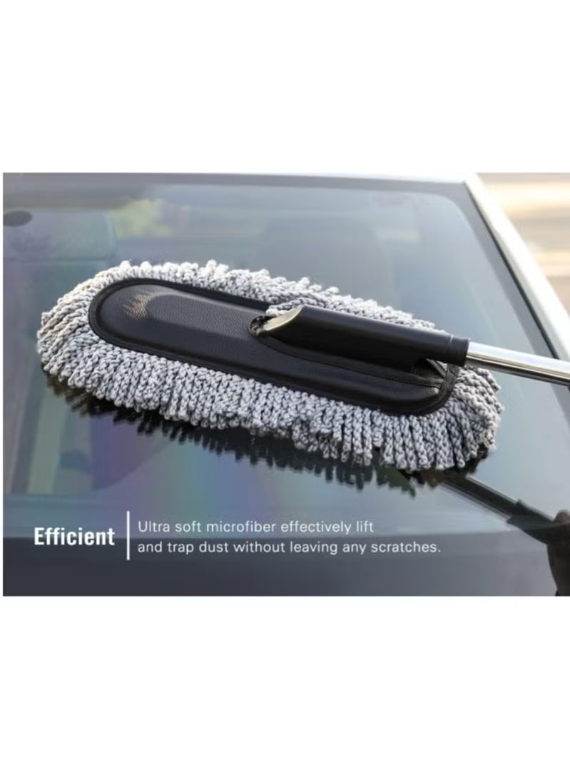 Soft Microfiber Dust Duster for Cleaning Car Window, Arabic Mop, Car Mop, Car Wiper, Car Cloth, Car Dust Duster Made of Ultra-Soft Microfiber with Extendable Handle, Car Brush Duster for Cleaning Dust Inside the Car, Multi-Purpose Brush for Interior and Exterior Car Cleaning, Made with Soft Microfiber, Handheld Vehicle Wiper, Car Squeegee, Easy-to-Clean Car Mop - Image 2