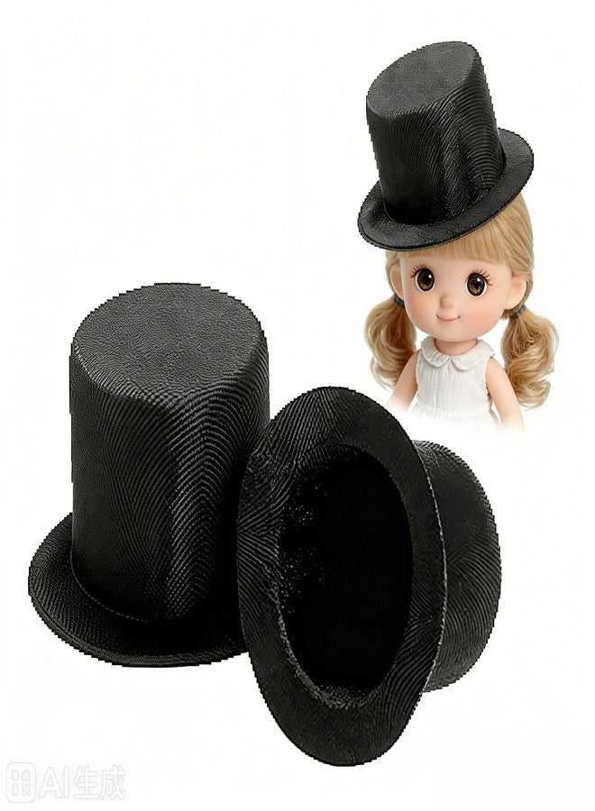 VOSCHOIX 2PCS Black Top Hats for Dolls,Miniature Snowman Tiny Top Hats for DIY Crafts Doll Decorations and Christmas Party Hair Decoration - Image 1
