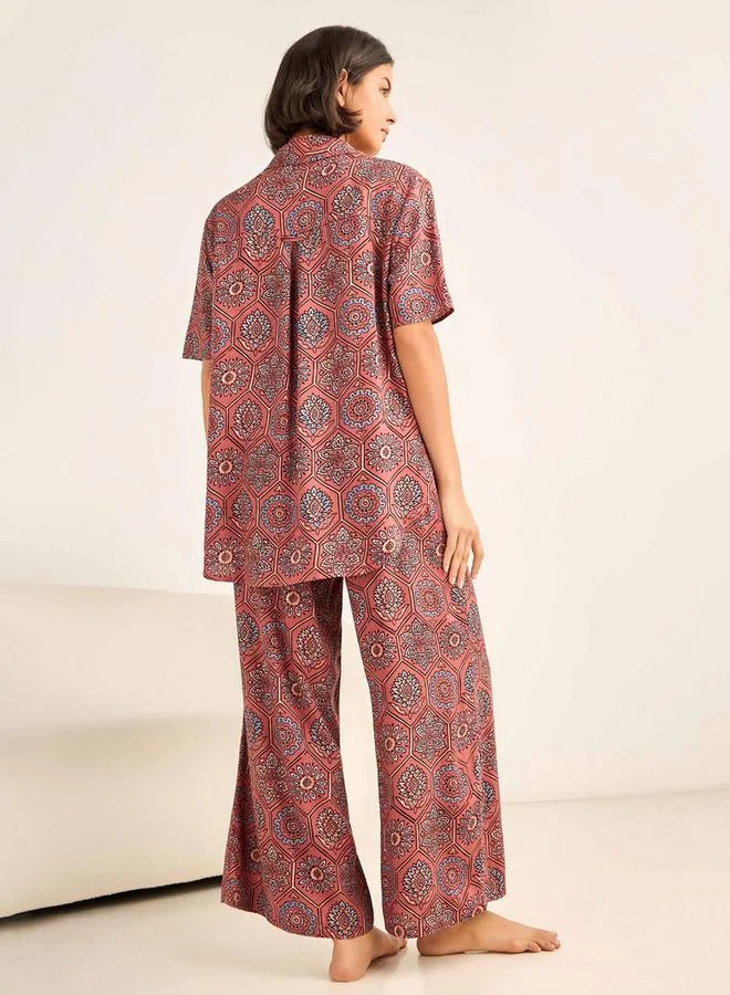 Aadaraya  Aadaraya Pyjama Set Button-Down Shirt & Trousers for Women | Best Price UAE