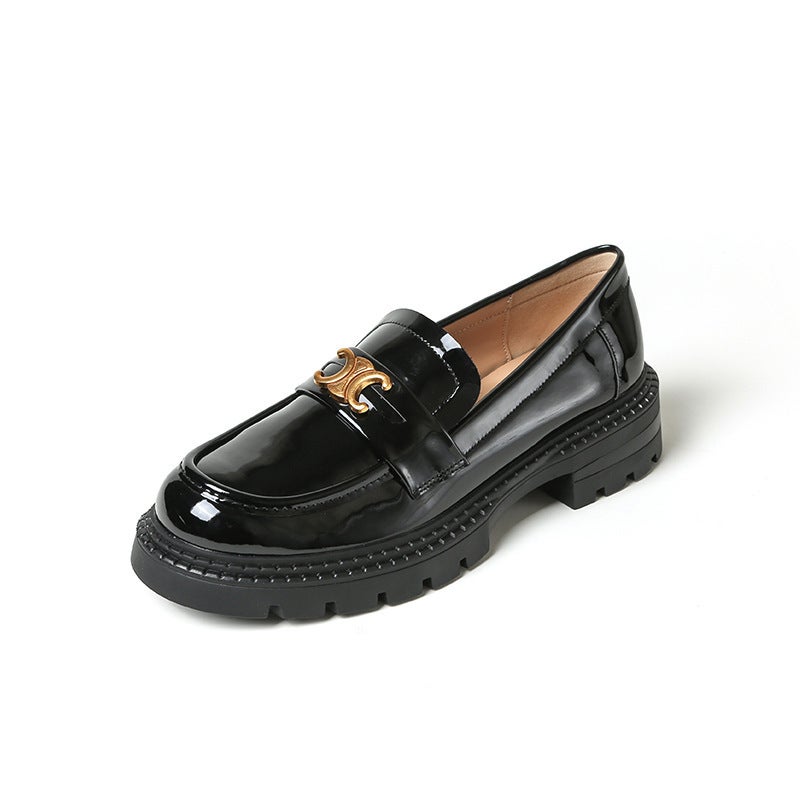 New Arc De Triomphe Loafers Thick-Soled Heated Shoes Women'S Genuine Leather British-Style Black Small Leather Shoes Thick Heeled Casual Single-Layer Shoes - Image 5