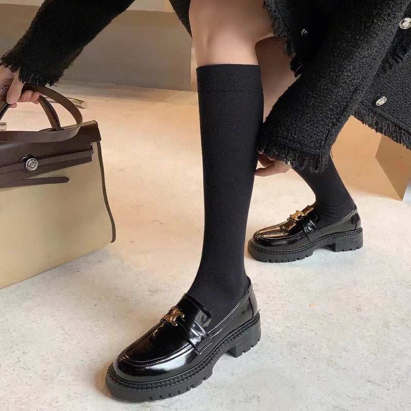 New Arc De Triomphe Loafers Thick-Soled Heated Shoes Women'S Genuine Leather British-Style Black Small Leather Shoes Thick Heeled Casual Single-Layer Shoes - Image 4