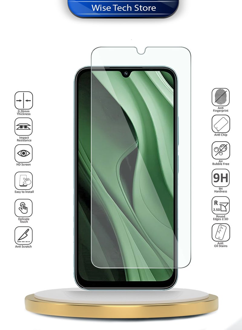 دبليو تيك واقٍ شاشة زجاجي مقسّى 9H 2.5D بحواف منحنية لسلسلة WTech المميزة لهاتف Xiaomi Poco C85 5G 2025 (MSG9CN) - شفاف - Image 2