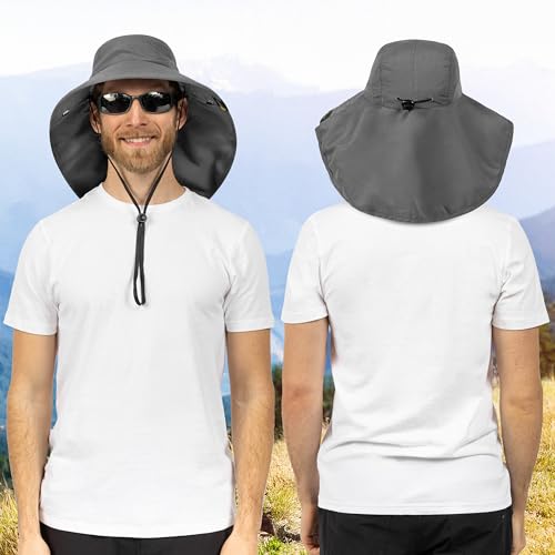 Suncube SUN CUBE Wide Brim Sun Hat with Neck Flap, Fishing Hiking for Men Women Safari, Neck Cover for Outdoor Sun Protection UPF50+ | Gray - Image 5