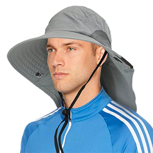 Suncube SUN CUBE Wide Brim Sun Hat with Neck Flap, Fishing Hiking for Men Women Safari, Neck Cover for Outdoor Sun Protection UPF50+ | Gray - Image 1