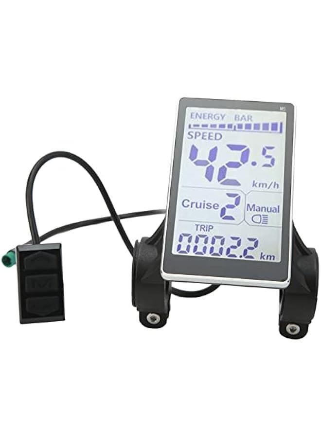 Electric LCD Display Meter, 5 Pin 24V 36V 48V 60V Universal E Scooter M5 LCD Panel Screen Cycling Odometer Computer for 31.8 22.2mm Electric Bikes - Image 1