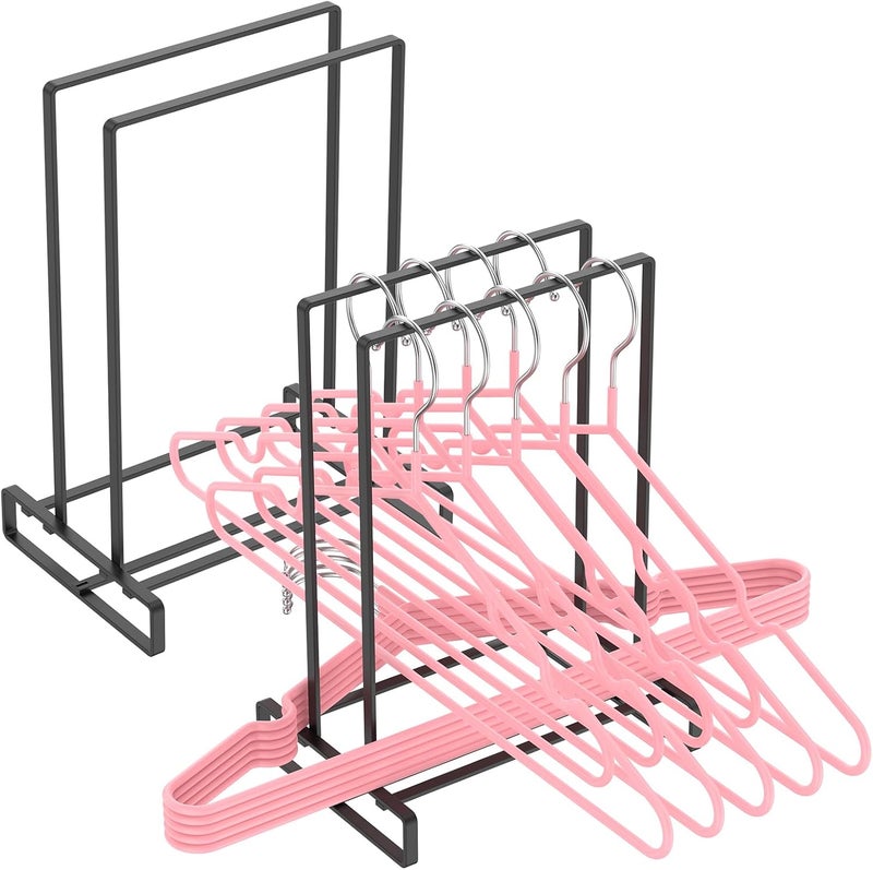 windforgecraft 2 Pcs Hanger Organizer, Hanger Stacker, Space-Saving Hanger Holder, Portable Hanger Holder Stand, Clothes Hanger Storage Rack Large Capacity Hanger Holder Stand for Laundry and Wardrobe - Image 1