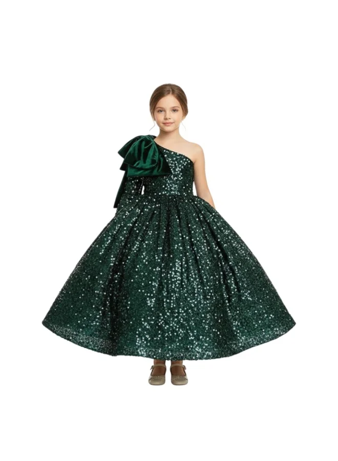 دىدانيالا فستان زمردي مرصع بالترتر