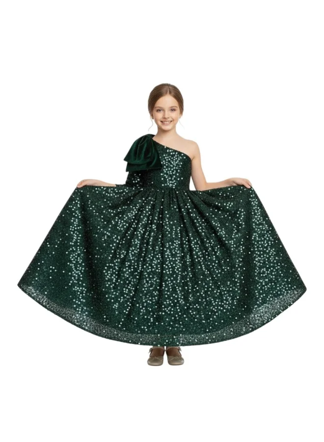 دىدانيالا فستان زمردي مرصع بالترتر