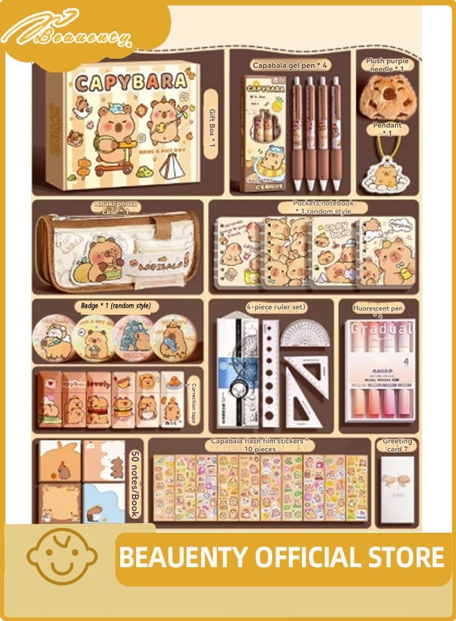 بيوينتي مجموعة قضية القلم Capybara لطيف ، حقيبة القلم الجمالية مع المقصورات متعددة الطبقات ، قدرة كبيرة للإمدادات المدرسية - Image 1