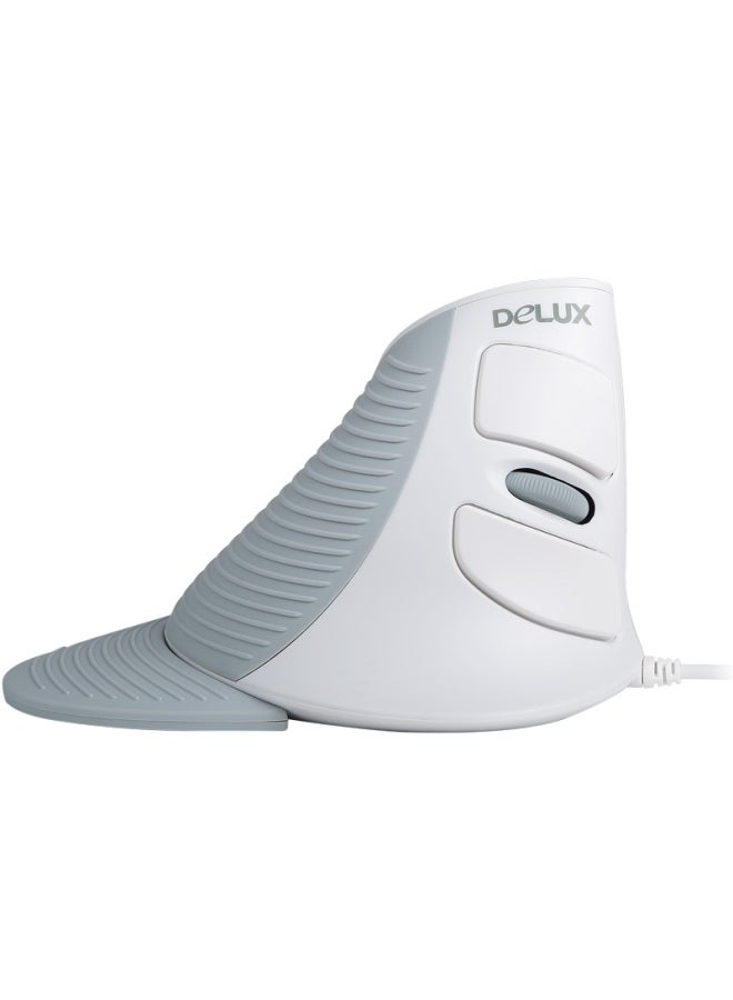 ديلوكس Delux M618 ماوس عمودي مريح، ماوس سلكي، ماوس مكتبي للكمبيوتر واللابتوب، محمول مع راحة كف قابلة للفصل، أبيض - Image 1