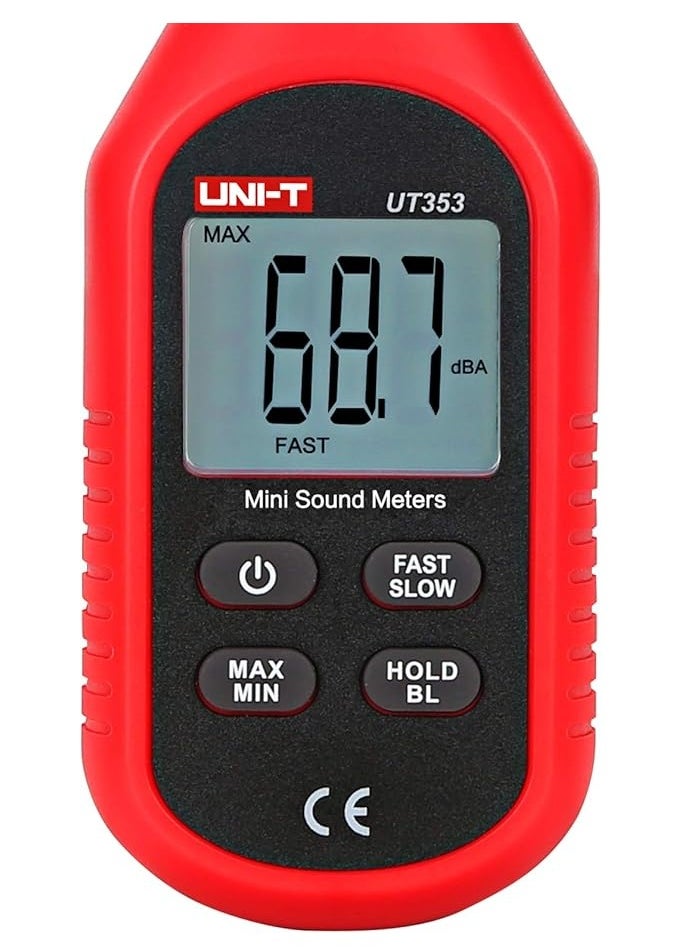 UNI-T - UNI-T UT353 Decibel Meter, Digital Sound Level Meter 30-130dB Audio Noise Volume Measure Device Max/Min Fast/Slow Data Hold LCD Backlit Auto Power off - Image 1