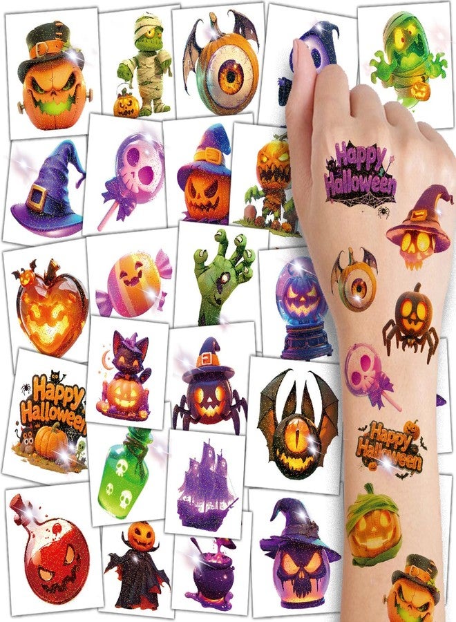 CHARLENT Glitter 3D Halloween Temporary Tattoos for Kids - Image 1