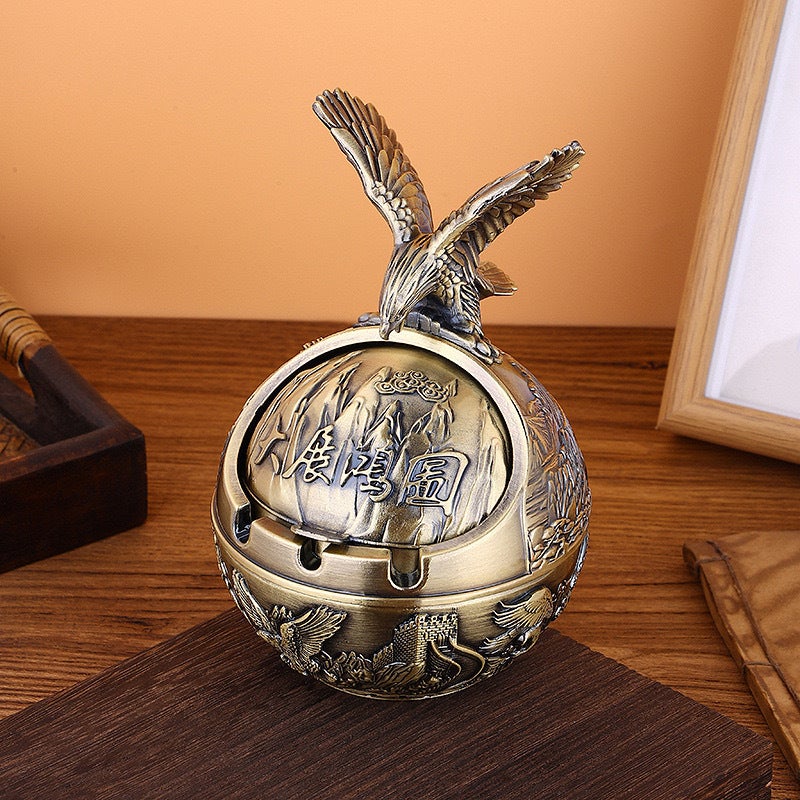 Twelve Zodiac Retro Ashtray With Cover, Windproof, Dustproof, Anti-Fall, Home Office Living Room Coffee Table Ashtray Ornaments - Image 2