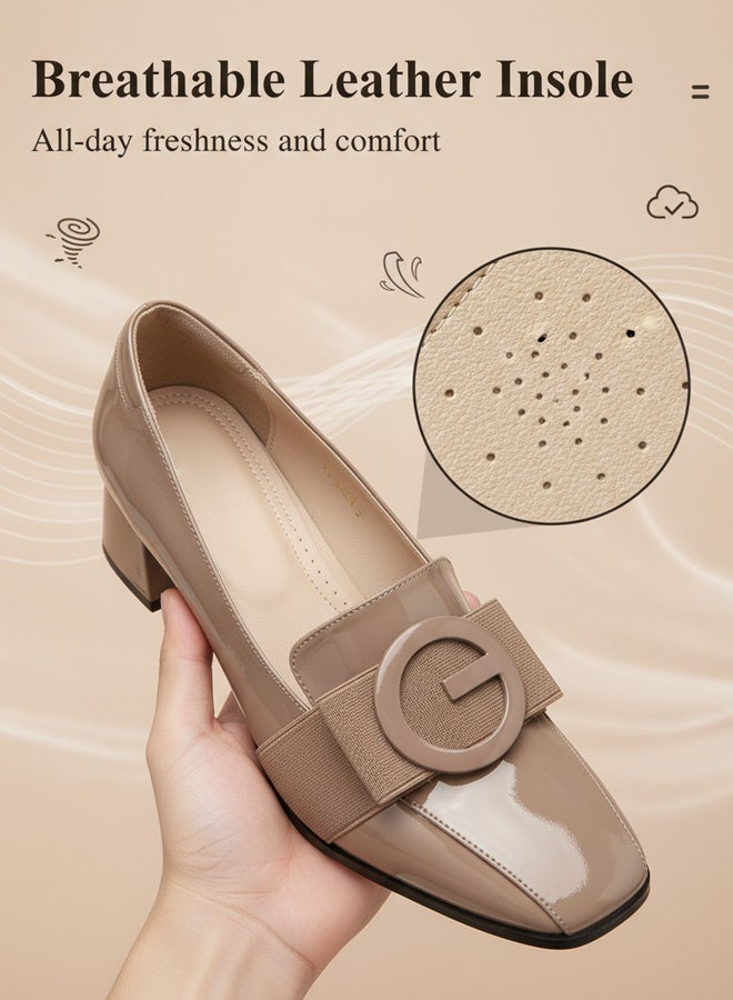 حذاء كعب سميك أنيق بمقدمة مربعة - Image 4