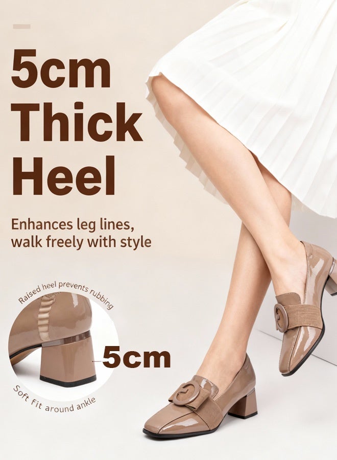 حذاء كعب سميك أنيق بمقدمة مربعة - Image 3