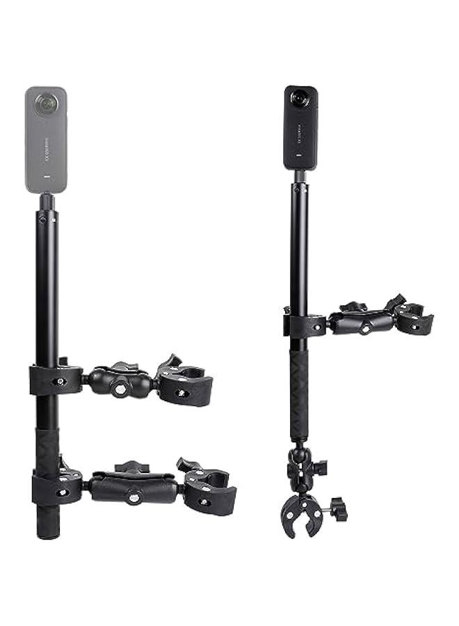 Arabest Motorcycle Mount kit for Insta360 One X5 X4 X3 X2 RS- Double Clamps Handlebar Holder with 155cm Selfie Stick for Motorcycle and Bicycle Riding Records  - Image 1