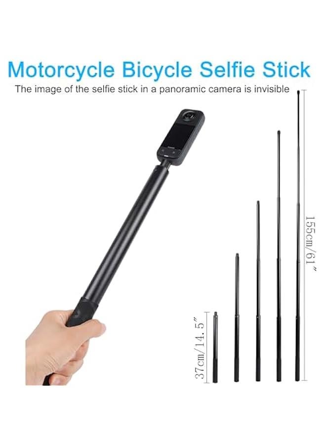 Arabest Motorcycle Mount kit for Insta360 One X5 X4 X3 X2 RS- Double Clamps Handlebar Holder with 155cm Selfie Stick for Motorcycle and Bicycle Riding Records  - Image 2