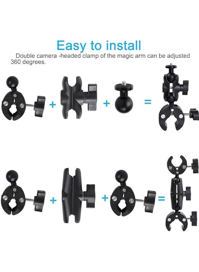 Arabest Motorcycle Mount kit for Insta360 One X5 X4 X3 X2 RS- Double Clamps Handlebar Holder with 155cm Selfie Stick for Motorcycle and Bicycle Riding Records  - Image 3