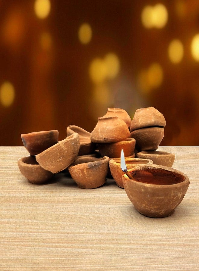بيور سورس انديا مصدر نقي الهند الطين الطبيعي التقليدي ديوالي كه ديي | ضياء الطين الترابي | ميتي كا ديفا | دياس لبوجا | ضياء متعددة الأغراض | عناصر بوجا (مجموعة من 24 قطعة) - Image 5