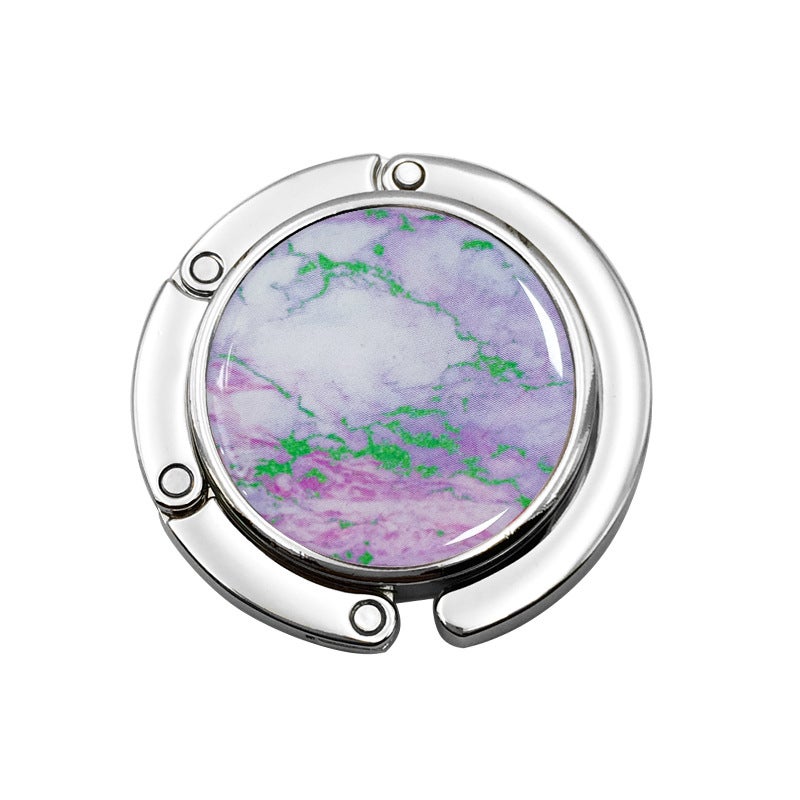 Round Gel Dropping Marble Women'S Wallet Hook Foldable Movable Carry-On Bag Hanger Bag Hook - Image 1