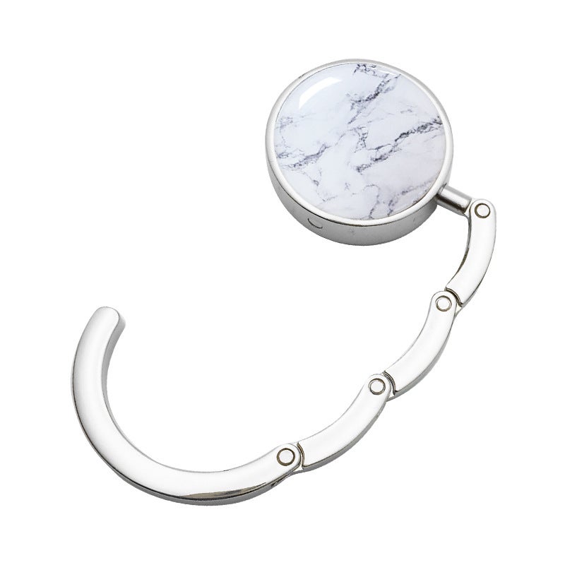 Round Gel Dropping Marble Women'S Wallet Hook Foldable Movable Carry-On Bag Hanger Bag Hook - Image 5