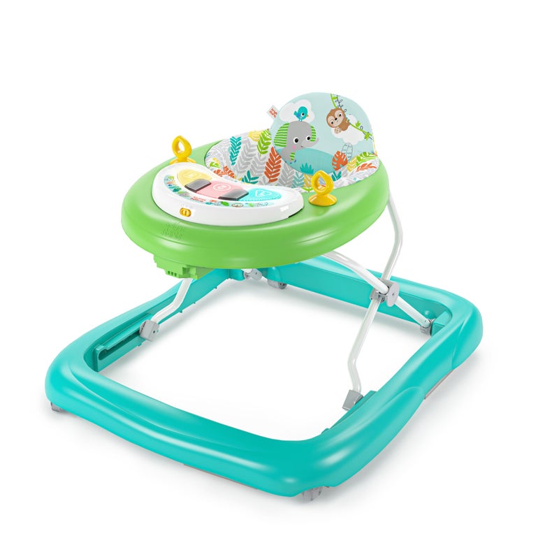 Bright Starts Bright Starts Tiny Trek 2-in-1 Baby Activity Walker with -Toy Station, Adjustable Height and Easy-Fold Frame, Jungle Vines Age 6 Months+ - Image 1
