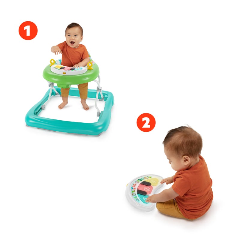 Bright Starts Bright Starts Tiny Trek 2-in-1 Baby Activity Walker with -Toy Station, Adjustable Height and Easy-Fold Frame, Jungle Vines Age 6 Months+ - Image 2