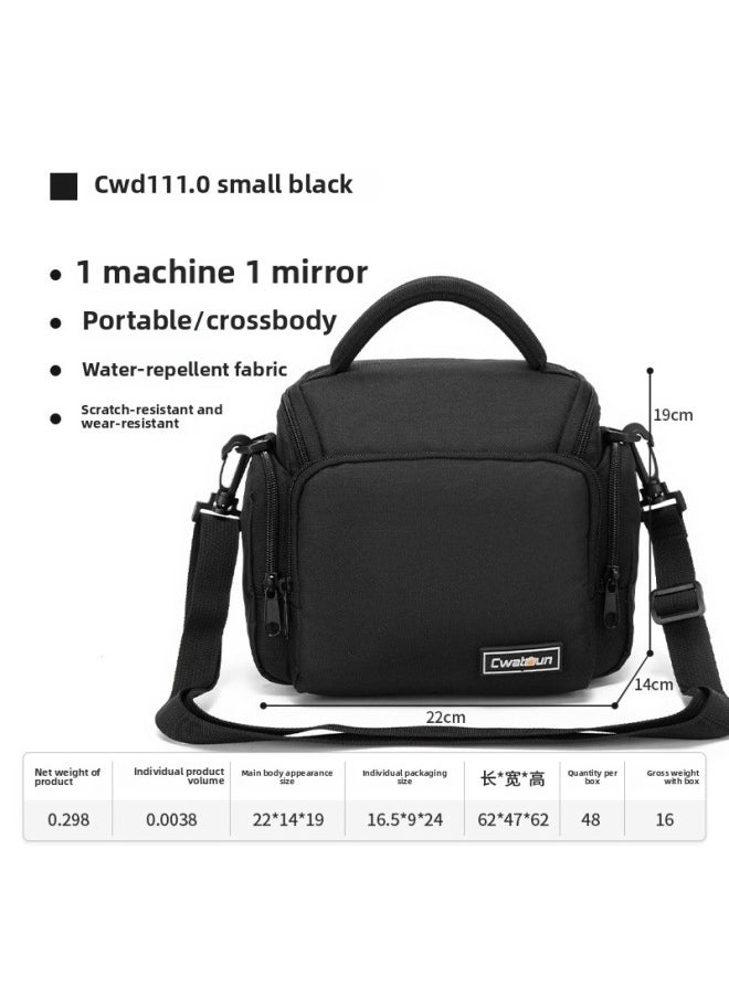 Generic Cwatcun Hong Kong SLR Camera Bag Shoulder Digital Camera Bag Outdoor Nylon Fashion Photography Backpack-Color:Cw+d11+1.0 Small Black (1 Machine, 1 Mirror + 1 Pack Of 2 + Thickened Partition + Lifetime Warranty)  - Image 1