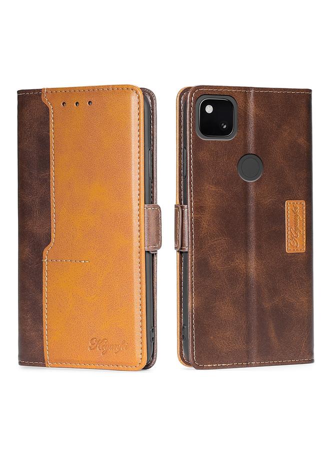 S-TOP Case For Google Pixel 4a Retro Texture Contrast Color Buckle Horizontal Flip Leather Phone Case with Holder - Image 1