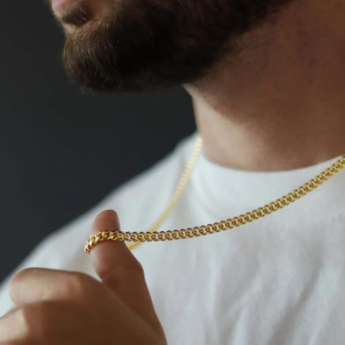 OLARCU 5mm 18K Real Gold Plated Cuban Link Chain for Men, Mens Stainless Steel Gold Chain Necklace Jewelry for Men (18 Inches) - Image 4