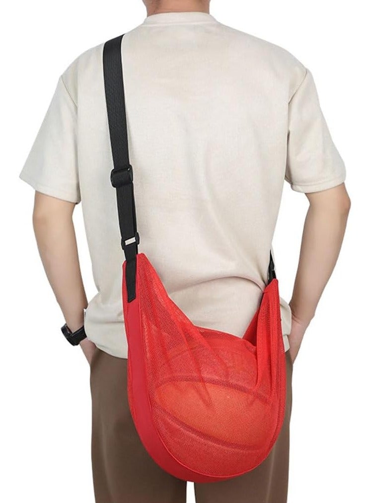 Generic Black single ball bag, basketball bag, mesh crossbody bag, sports ball storage bag, mesh backpack, sling bag, portable one shoulder fitness bag, volleyball and football sports bag - Image 1