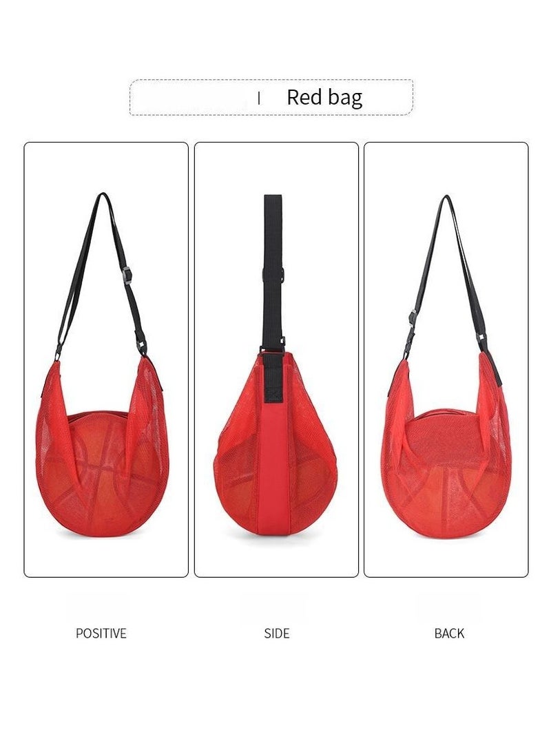 Generic Black single ball bag, basketball bag, mesh crossbody bag, sports ball storage bag, mesh backpack, sling bag, portable one shoulder fitness bag, volleyball and football sports bag - Image 2
