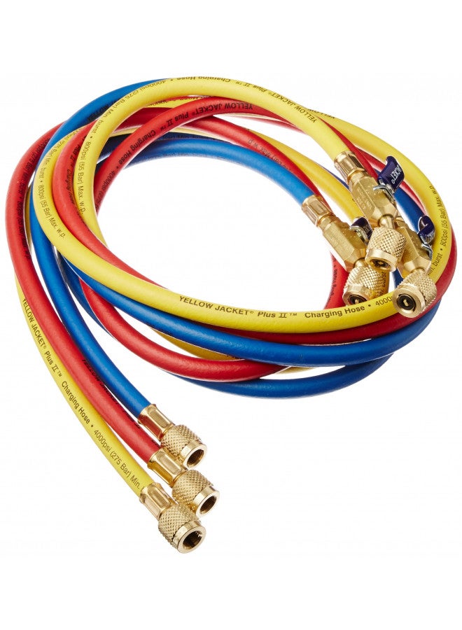 Yellow Jacket 29986 Plus II 1/4" Hose with Compact Ball Valve, 72" (Pack of 3)