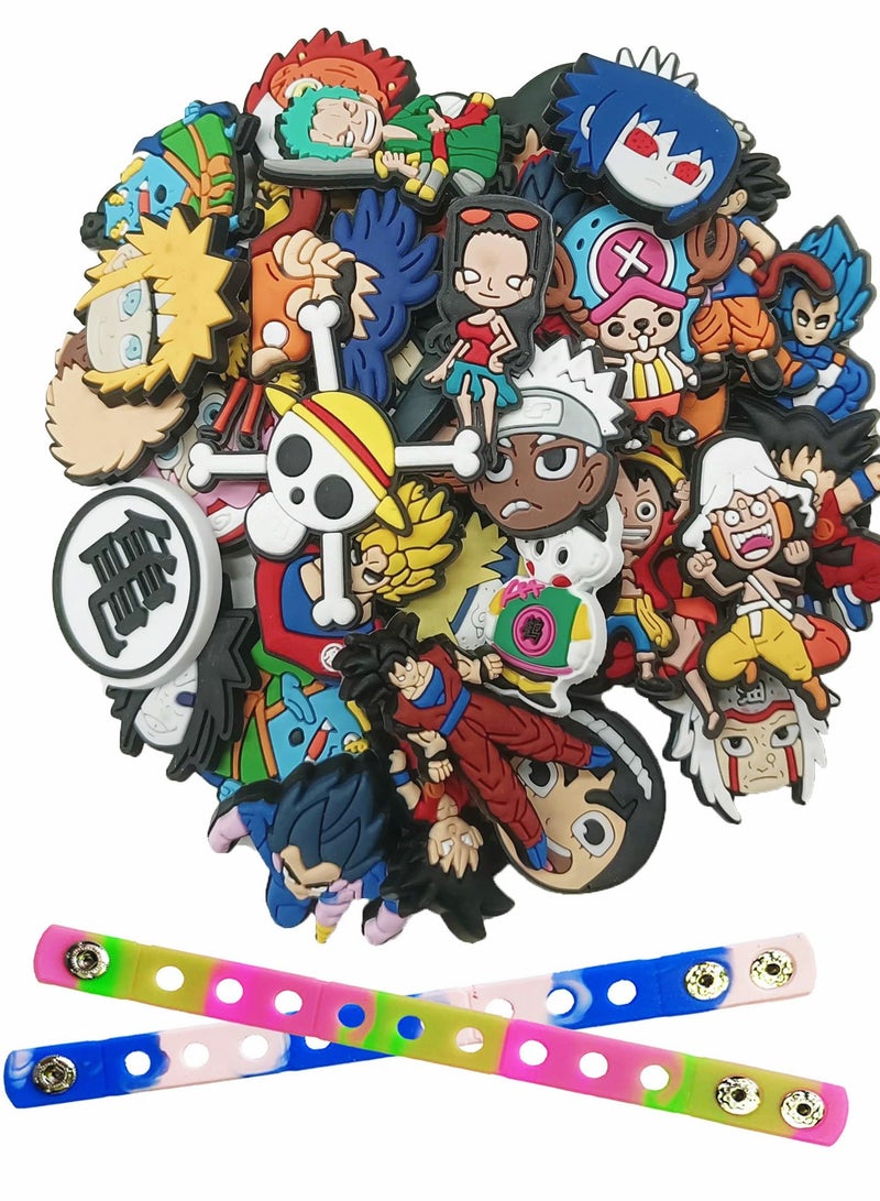 KASTWAVE Crocs Charms Shoe Decoration Charms Pins for Crocs 45 Charms and 2 Wristband - Image 1
