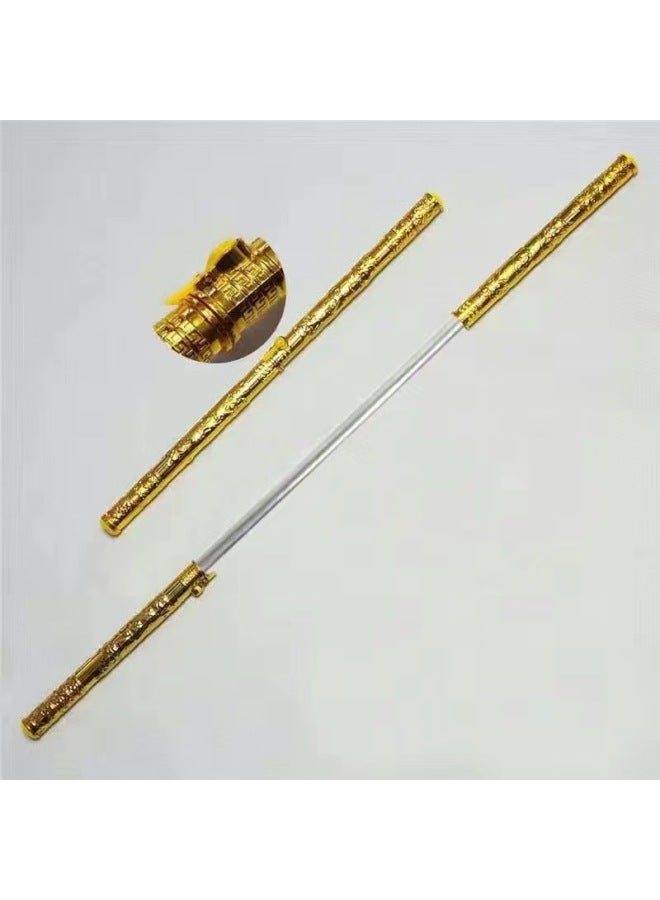 Manufacturer Automatic Retractable Gold Hoop Stainless Steel Sun Wukong Luminous Gold Hoop Temple Scenic Spot Hot Sale-Color:Automatic Button Telescopic Stainless Steel Pole  - Image 1