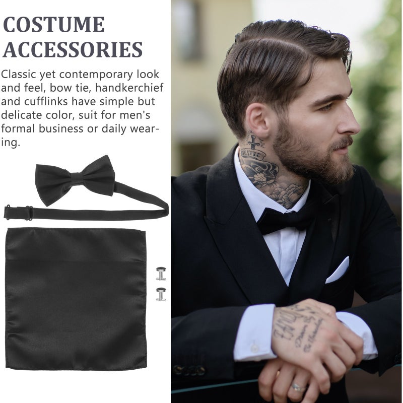 1 Set Mens Handkerchief Satin Tie Shirt Fashionable Costume Accessories for Groom - Image 3