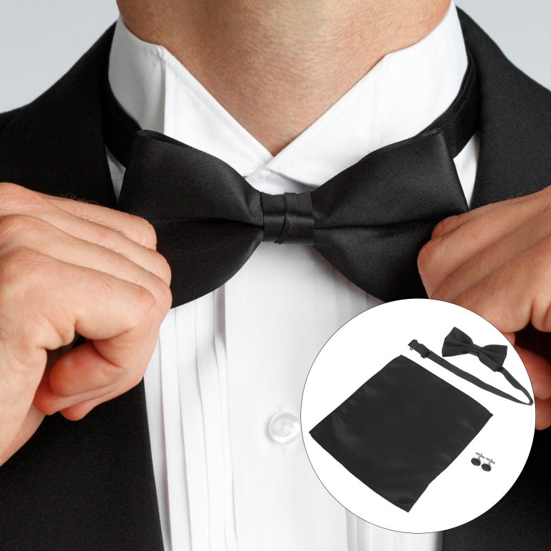 1 Set Mens Handkerchief Satin Tie Shirt Fashionable Costume Accessories for Groom - Image 4