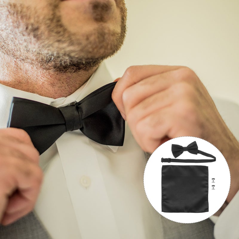 1 Set Mens Handkerchief Satin Tie Shirt Fashionable Costume Accessories for Groom - Image 2