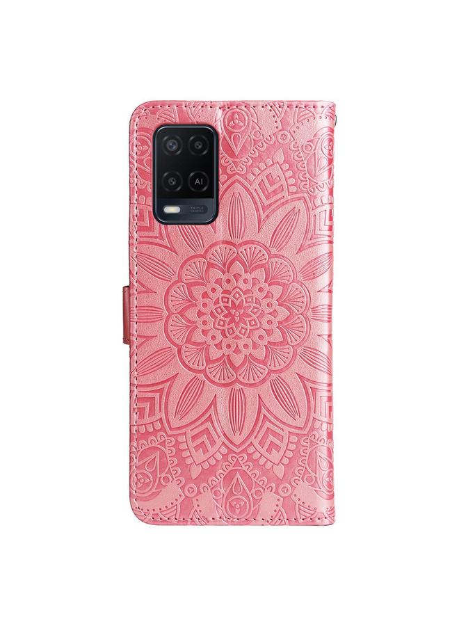 S-TOP Case For OPPO A54 4G / A16 / A16s / A55 4G Embossed Sunflower Leather Phone Case - Image 3