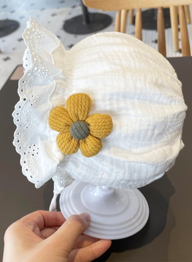 KANGLI Baby Girl Toddlers Breathable Lacy Bonnet Baby Cap Decorative Hat Cotton Eyelet Cotton Adjustable Sun Protection 0-12 Months - Image 4